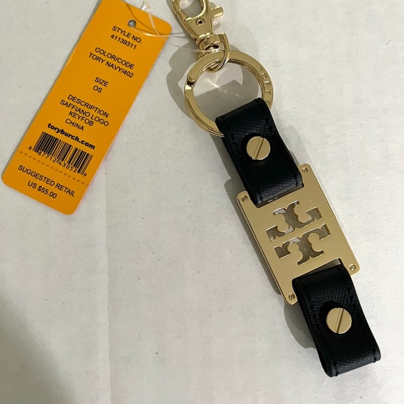 Brand new never used Tory Burch keychain. Gold and navy. Sold out! - Picture 2 of 7